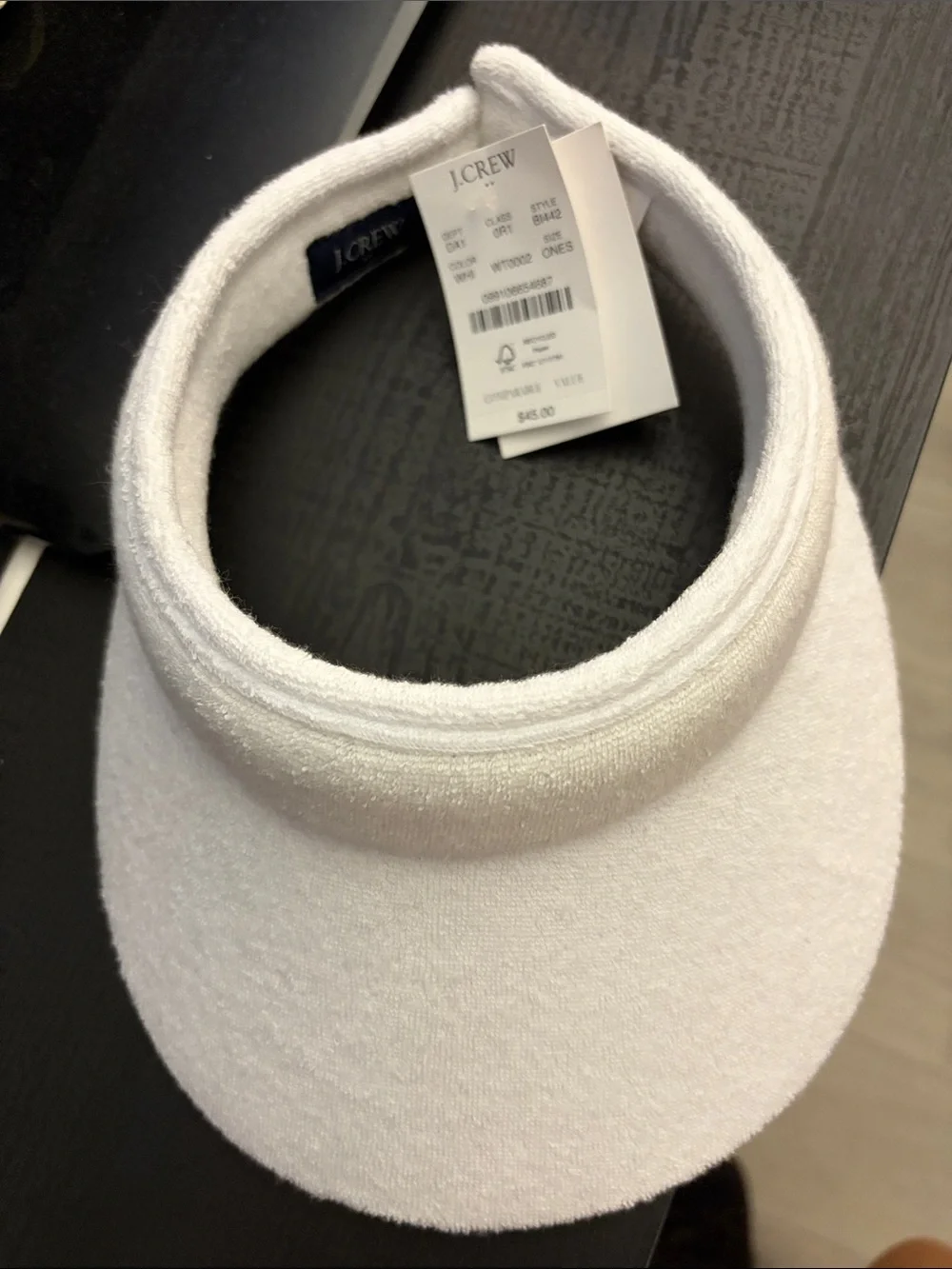 J. Crew White Terry Visor with Soft Band